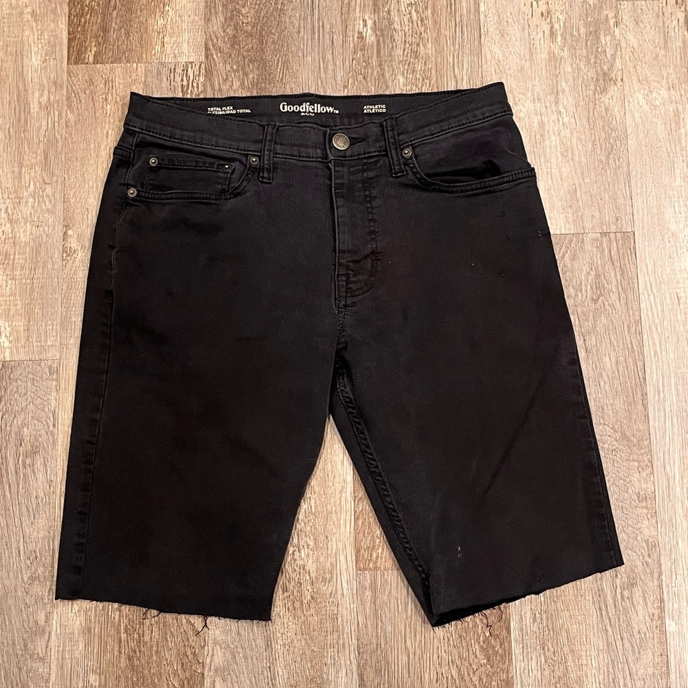 Goodfellow Athletic Fit Men’s Black Cutoff Pants Into  Shorts 34W